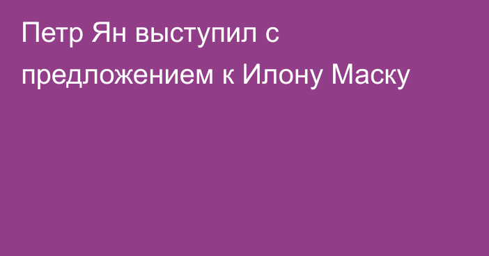 Петр Ян выступил с предложением к Илону Маску