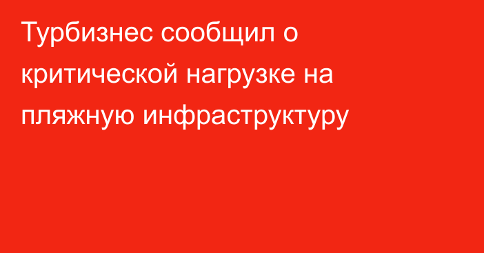 Турбизнес сообщил о критической нагрузке на пляжную инфраструктуру
