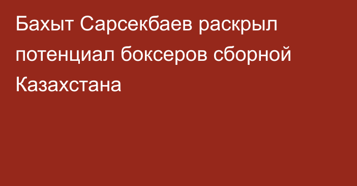 Бахыт Сарсекбаев раскрыл потенциал боксеров сборной Казахстана