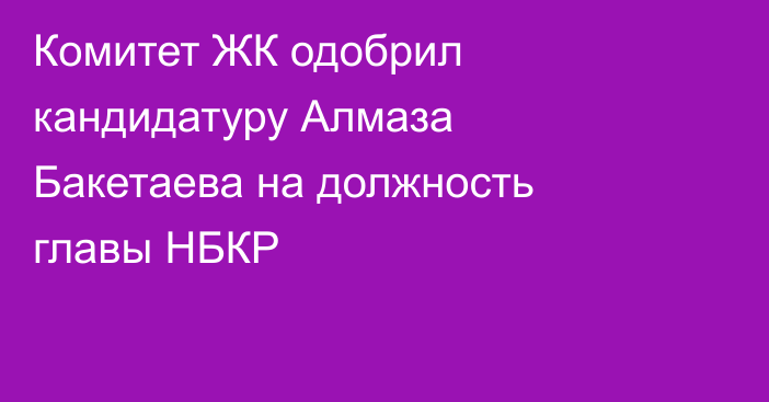 Комитет ЖК одобрил кандидатуру Алмаза Бакетаева на должность главы НБКР