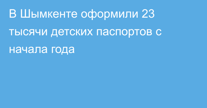 В Шымкенте оформили 23 тысячи детских паспортов с начала года