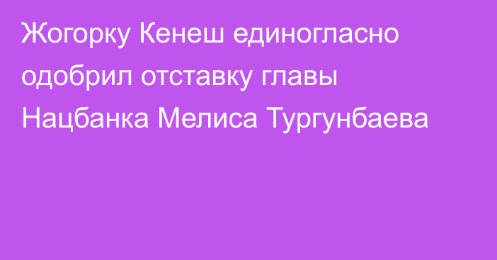 Жогорку Кенеш единогласно одобрил отставку главы Нацбанка Мелиса Тургунбаева