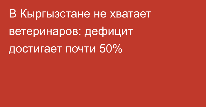 В Кыргызстане не хватает ветеринаров: дефицит достигает почти 50%