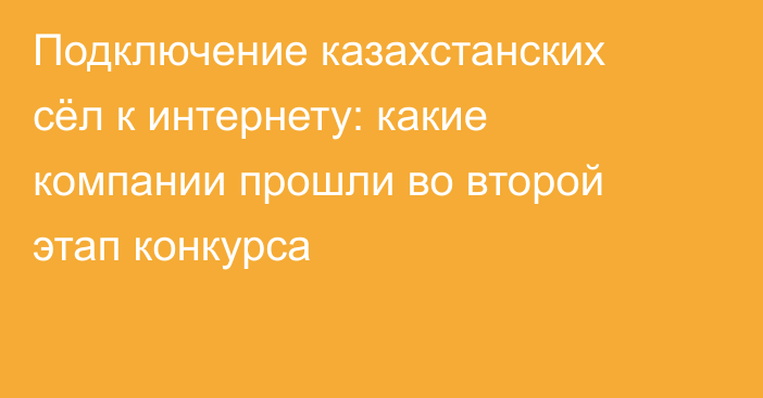 Подключение казахстанских сёл к интернету: какие компании прошли во второй этап конкурса