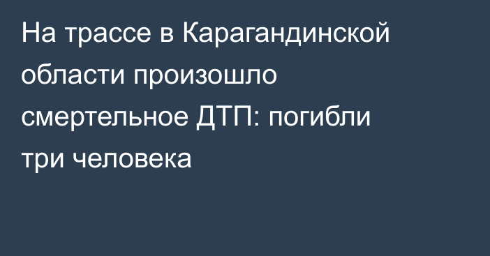 На трассе в Карагандинской области произошло смертельное ДТП: погибли три человека