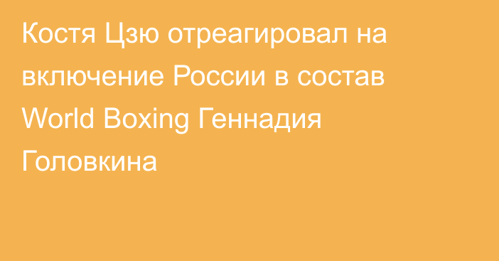 Костя Цзю отреагировал на включение России в состав World Boxing Геннадия Головкина