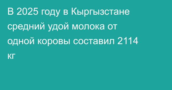 В 2025 году в Кыргызстане средний удой молока от одной коровы составил 2114 кг 