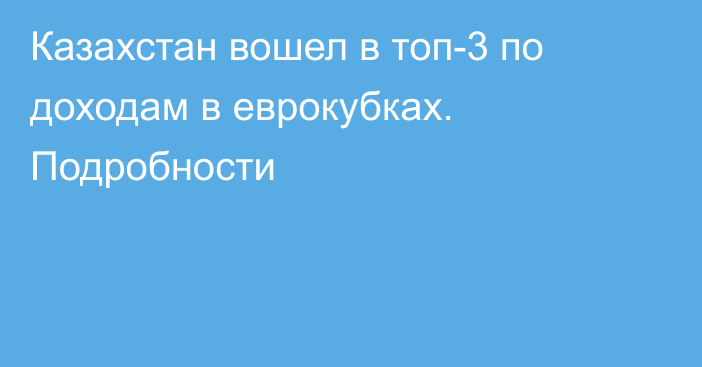 Казахстан вошел в топ-3 по доходам в еврокубках. Подробности