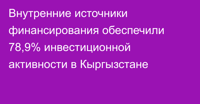 Внутренние источники финансирования обеспечили 78,9% инвестиционной активности в Кыргызстане