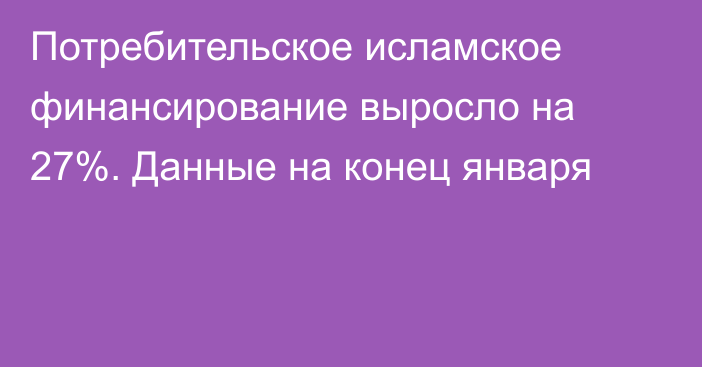 Потребительское исламское финансирование выросло на 27%. Данные на конец января