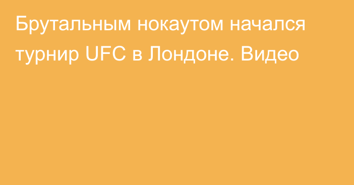 Брутальным нокаутом начался турнир UFC в Лондоне. Видео