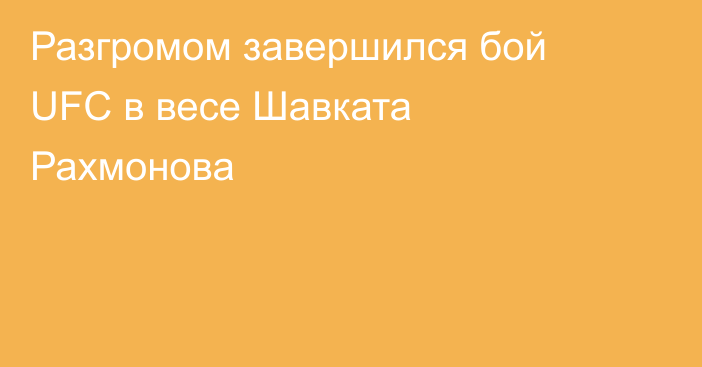 Разгромом завершился бой UFC в весе Шавката Рахмонова