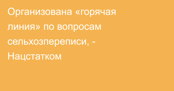 Организована «горячая линия» по вопросам сельхозпереписи, - Нацстатком