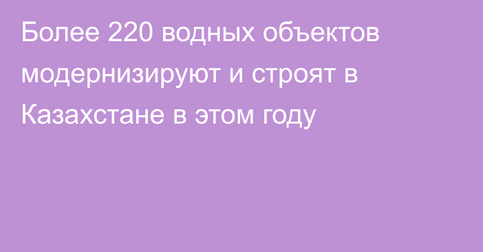 Более 220 водных объектов модернизируют и строят в Казахстане в этом году