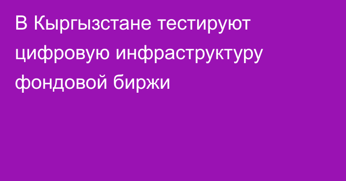 В Кыргызстане тестируют цифровую инфраструктуру фондовой биржи