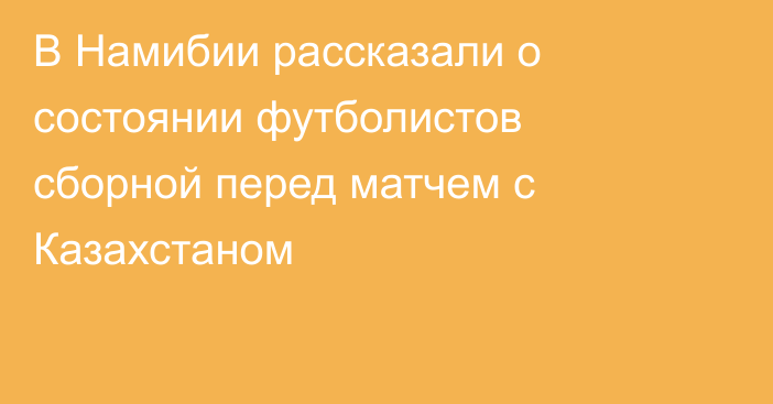 В Намибии рассказали о состоянии футболистов сборной перед матчем с Казахстаном