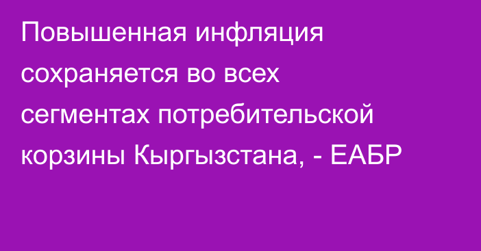 Повышенная инфляция сохраняется во всех сегментах потребительской корзины Кыргызстана, - ЕАБР