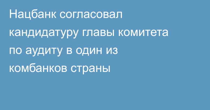 Нацбанк согласовал кандидатуру главы комитета по аудиту в один из комбанков страны