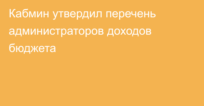 Кабмин утвердил перечень администраторов доходов бюджета