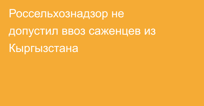 Россельхознадзор не допустил ввоз саженцев из Кыргызстана
