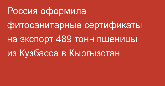 Россия оформила фитосанитарные сертификаты на экспорт 489 тонн пшеницы из Кузбасса в Кыргызстан