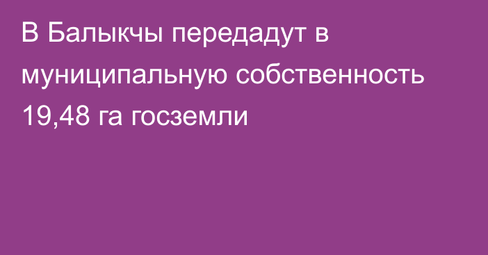 В Балыкчы передадут в муниципальную собственность 19,48 га госземли