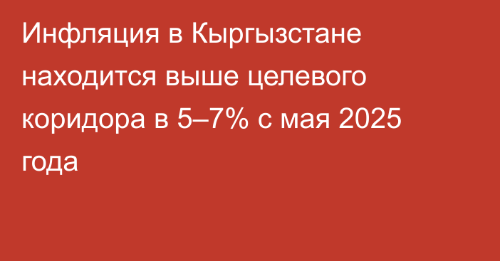 Инфляция в Кыргызстане находится выше целевого коридора в 5–7% с мая 2025 года
