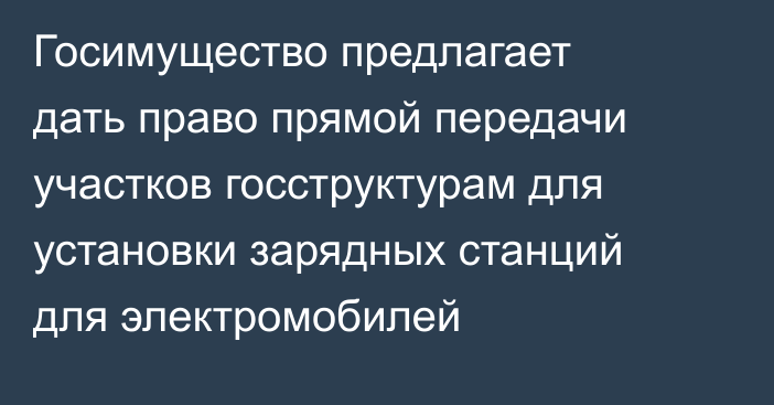 Госимущество предлагает дать право прямой передачи участков госструктурам для установки зарядных станций для электромобилей