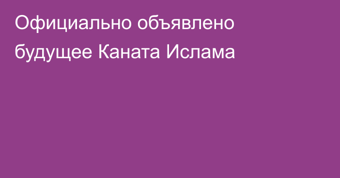 Официально объявлено будущее Каната Ислама