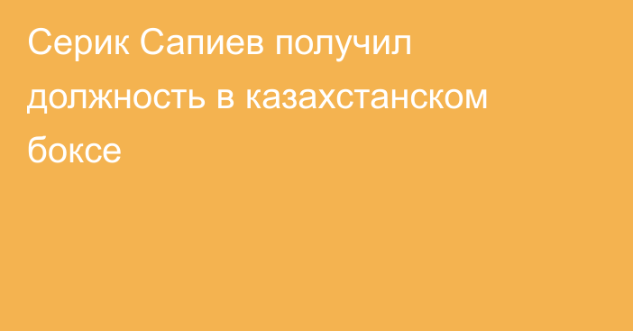 Серик Сапиев получил должность в казахстанском боксе