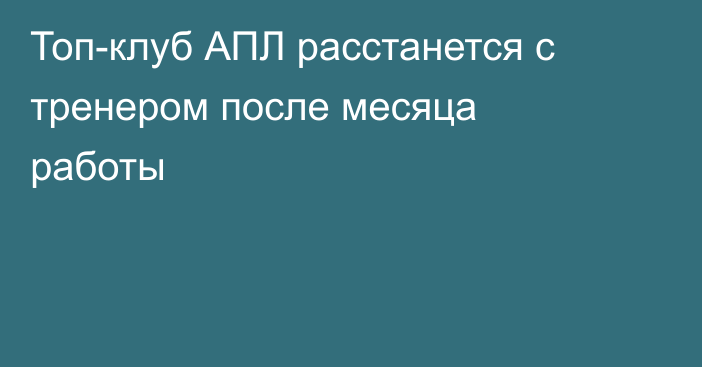 Топ-клуб АПЛ расстанется с тренером после месяца работы