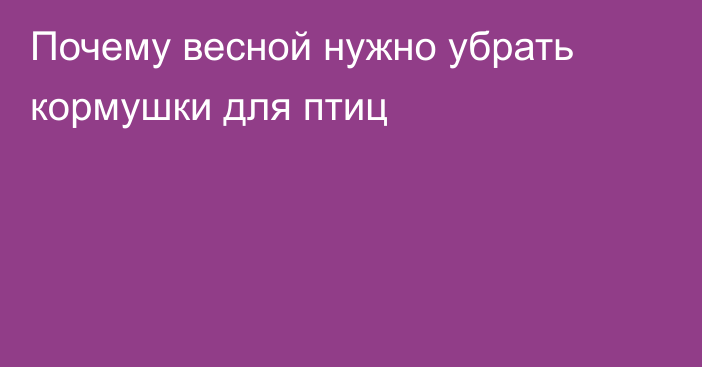 Почему весной нужно убрать кормушки для птиц