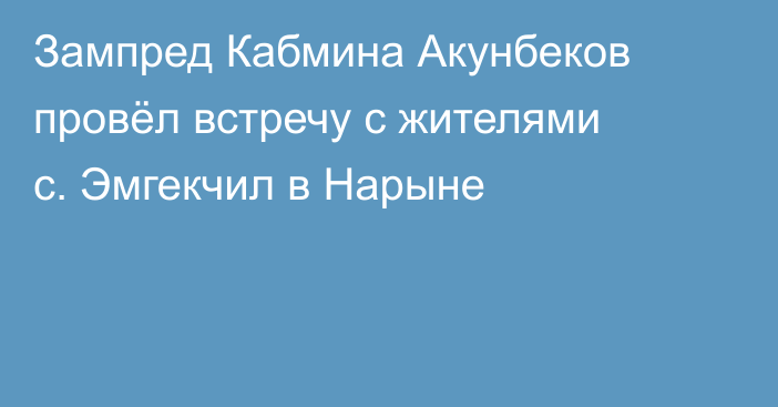 Зампред Кабмина Акунбеков провёл встречу с жителями с. Эмгекчил в Нарыне