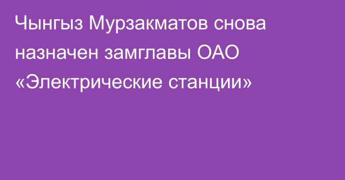 Чынгыз Мурзакматов  снова назначен замглавы ОАО «Электрические станции»
