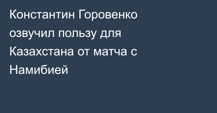 Константин Горовенко озвучил пользу для Казахстана от матча с Намибией