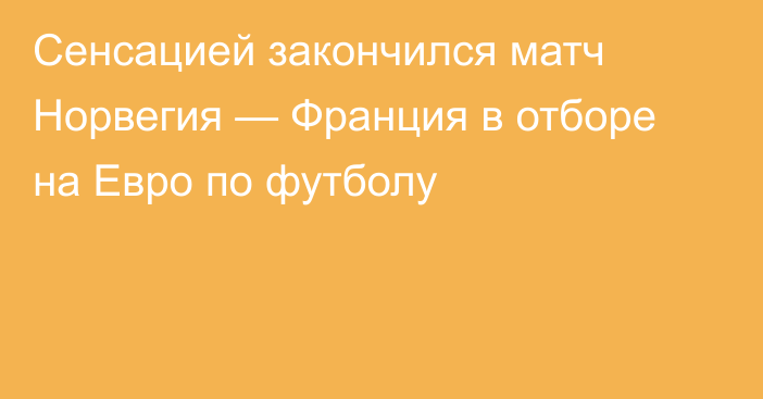 Сенсацией закончился матч Норвегия — Франция в отборе на Евро по футболу