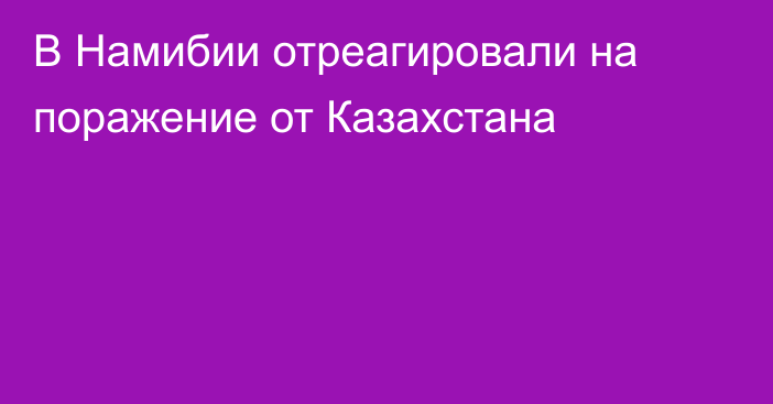 В Намибии отреагировали на поражение от Казахстана