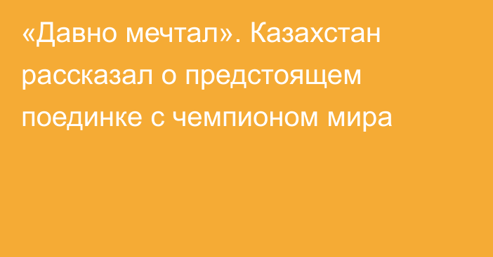 «Давно мечтал». Казахстан рассказал о предстоящем поединке с чемпионом мира