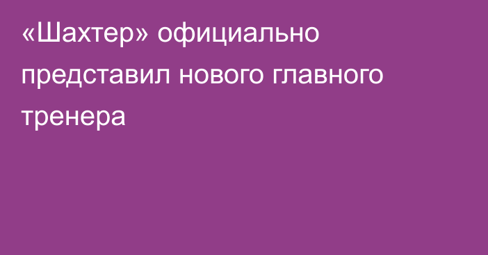 «Шахтер» официально представил нового главного тренера
