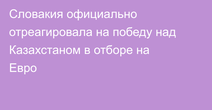 Словакия официально отреагировала на победу над Казахстаном в отборе на Евро