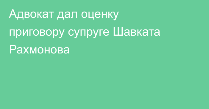 Адвокат дал оценку приговору супруге Шавката Рахмонова