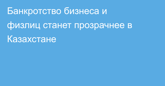 Банкротство бизнеса и физлиц станет прозрачнее в Казахстане