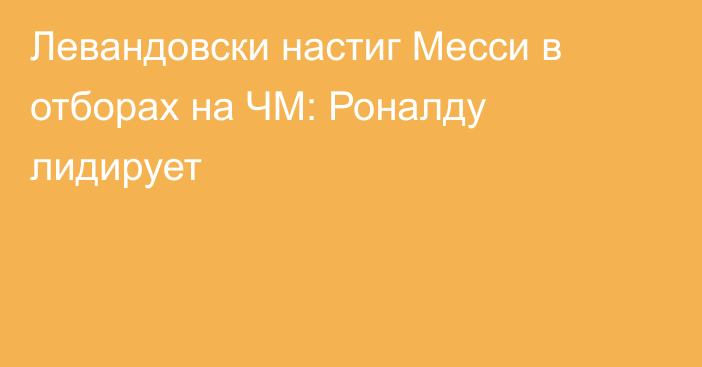 Левандовски настиг Месси в отборах на ЧМ: Роналду лидирует