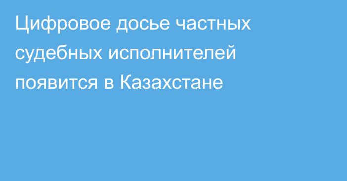 Цифровое досье частных судебных исполнителей появится в Казахстане