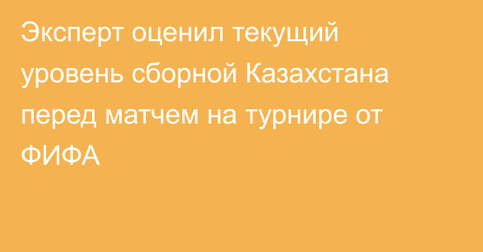 Эксперт оценил текущий уровень сборной Казахстана перед матчем на турнире от ФИФА