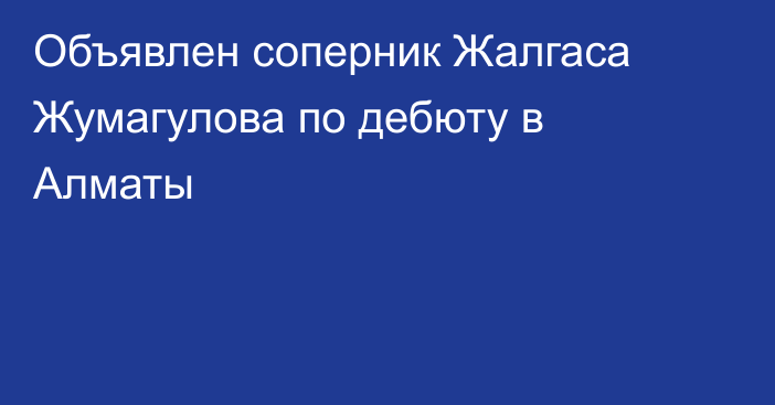 Объявлен соперник Жалгаса Жумагулова по дебюту в Алматы