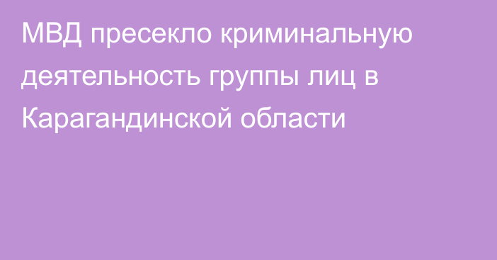 МВД пресекло криминальную деятельность группы лиц в Карагандинской области