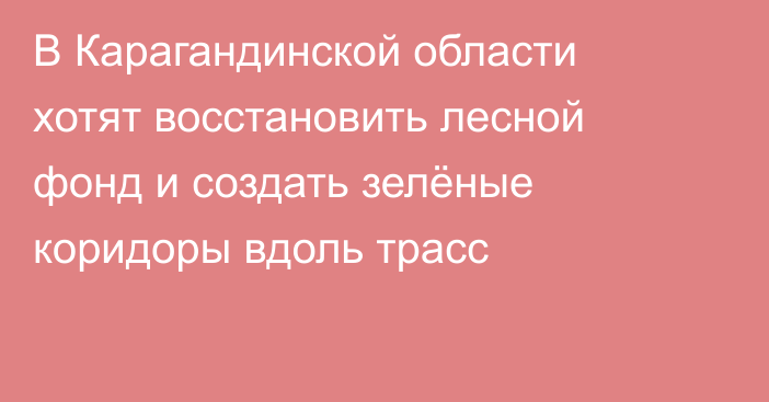 В Карагандинской области хотят восстановить лесной фонд и создать зелёные коридоры вдоль трасс