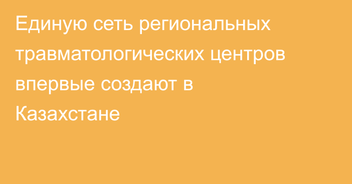Единую сеть региональных травматологических центров впервые создают в Казахстане