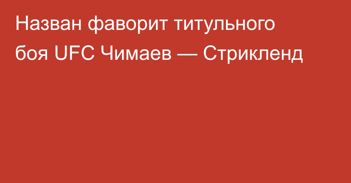 Назван фаворит титульного боя UFC Чимаев — Cтрикленд